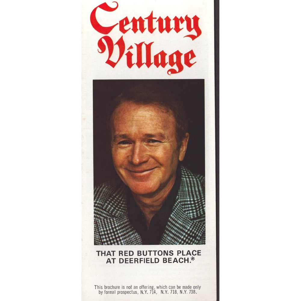 Vintage Century Village Deerfield Beach Florida Brochure Red Buttons Ephemera - Picture 1 of 2